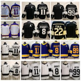 Mi08 2023 Reverse Retro Purple 11 Anze Kopitar Hockey Jerseys 8 Drew Doughty 99 Wayne Gretzky Black Jersey Alternate Classic White 22 Kevin Fiala Black Mens S-XXXL