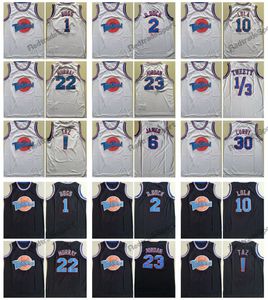 Mi08 Mens Tune Squad Looney Space Jam Basketball Maillots 22 Murray 1 Bugs! TAZ 10 Lola 2 D.DUCK 23 Michael 1/3 Tweety 6 James 30 Chemises cousues blanches au curry S-XXL