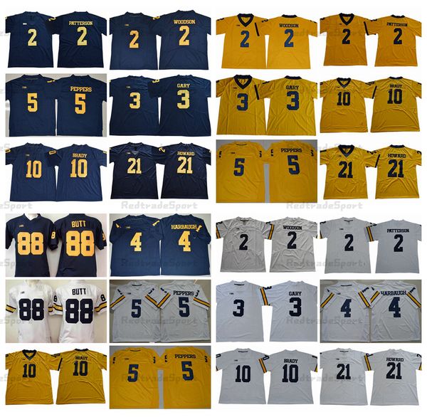 Mi08 NCAA Michigan Wolverines College Football Jerseys 2 Shea Patterson Desmond Howard 10 Tom Brady 4 Jim Harbaugh Charles Woodson Jabrill Peppers Jake Butt Rashan G