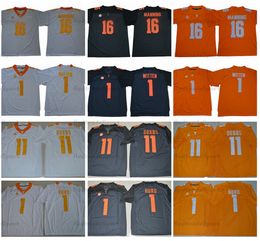 Mi08 NCAA Tennessee Volunteers College voetbalshirts 1 Jason Witten 16 Peyton Manning Jalen Hurd 11 Joshua Dobbs University voetbalshirts oranje heren S-XXXL