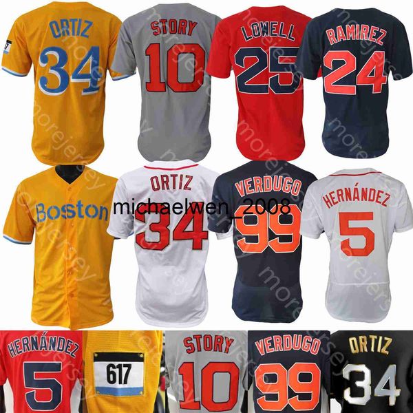 Mi208 Maillot de baseball David Ortiz Kike Hernandez Rafael Devers Alex Verdugo Justin Turner Manny Ramirez Nomar Garciaparra Pedro Martinez Varitek Mondesi Femmes Taille