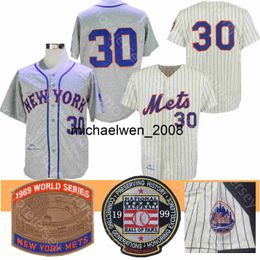 MI208 Nolan Ryan Jersey 1969 WS Patch Baseball 1999 Hall of Fame Coopers-Town Home Away Cream Pinstripe Gray All STTiched Grootte M-3XL