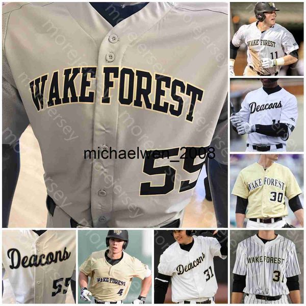 Mi208 Wake Forest Baseball Jersey NCAA College Josh Hartle Hawke Adam Cecere Sean Sullivan Reed Mascolo Rhett Lowder Nick Kurtz Bennett Wilken Johnson Katz Sheets