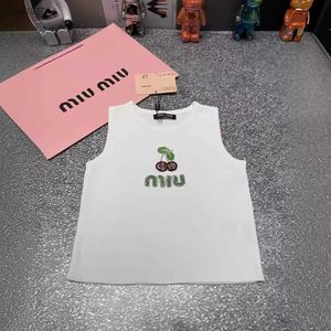 MI24 Lente/zomer Nieuwe Sweet Style Series Cherry Nail Diamond Letter Decoratie Slim Fit veelzijdige gebreide tanktop