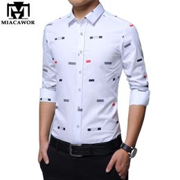 Miacawor hombres camisas casuales moda impresión camisa masculina slim fit manga larga ropa social más tamaño 5xl c379 210721