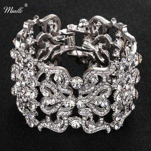 Miallo Baroque Autrichien Cristal Bracelets Bracelets Femmes Bijoux Accessoires De Mode Charmes Manchette Bracelet En Alliage De Métal Bracelets Q0717