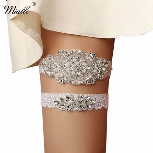 Miallo Bruid Sexy Lace fr Rhinestes Pearls Wedding Garter Belt Bruid Digh Leg Garter Ring For Women Q8tt#