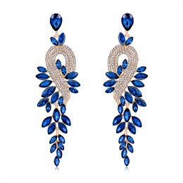 Miallo Fashion Blue Green Champagne Clear Legering Big Long Drop Earring voor vrouwen