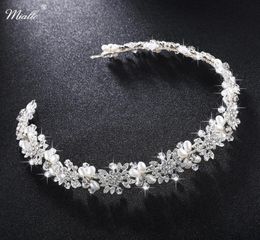 Miallo Luxury Clear Crystal Bridal Hair Vine Pearls Wedding Hair Bijoux Accessoires Head Piece Femmes Pageant HSJ45067824520