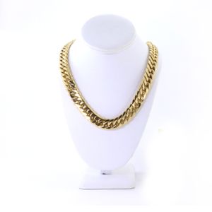 Miami Cuban Chain Solid Heavy Large 14K Gold Plated Stainless Steel 16.5mm 24''