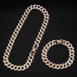 Miami Cubaanse link ketting goud / zilver ketting mannen iced out bling bling hip hop sieraden quadrate strass necklace / armband