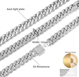 Collar de cadena de enlace cubano de Miami 1 cm Cadena de bordillo de color plateado de plata para hombres