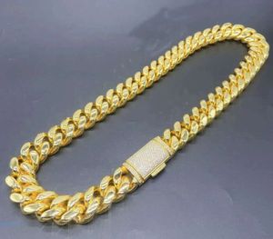 Miami Cuban Link Designer Bracelet Men 12mm 14 mm brede gouden ketting Micro ingelegde Moissanite Diamond in Buckle Rapper Hip Hop Sieraden Personaliseer cadeau 2506