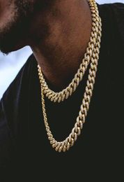 Miami Curb Cuban Chain Men Kolye Gold Silver Hip Hop Iced Out Pave Rimestones Cz Rappeur Collier Riquerie C190411018831982