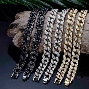 Miami Curb Cuban Link Chain Pendentil for Men Gold Silver Hip Hop Iced Out Paved Bling Cz Rapper Collier Bijoux T200113285I