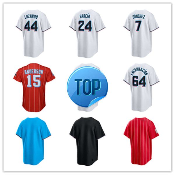 Miami Custom Marlins Jerseys de béisbol Tim Anderson 9 Josh Bell 41 Jonah Bride 17 Vidal Brujan 36 Jake Burger 14 Bryan de la Cruz