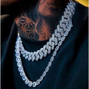 Miami mode bijoux collier cubain glacé Hip Hop bijoux collier hommes Aaa + Cz broche italie argent bijoux Mans