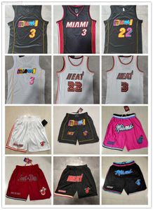 Miami''Heat''Shorts heren Throwback Basketball Shorts zak Basketbal Jerseys jimmy 22 Butler 13 Bam Adebayo Dwyane 3 Wade