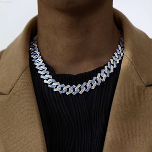 Miami Hip Hop Sieraden 15mm Cubaanse ketting Vergulde Iced Out Prong Iced Setting Ketting Cz Diamond Prong Cubaanse Link Chain