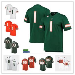 Maillot de football des Hurricanes de Miami 55 Navaughn Donaldson 19 Tyler Van Dyke 30 Jose Borregales 94 Lou Hedley 2 Quincy Roche 23 Te'Cory Couch 22 Robert Burns Isaiah Dunson