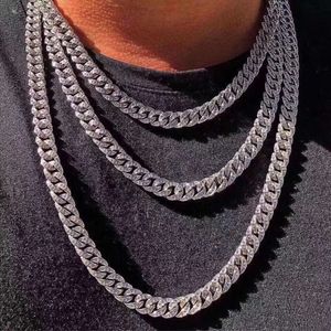 Miami Mannen Ronde Witte Diamant 18 K Solid Gold Cubaanse Ketting 43 cm Hip Hop Sieraden Diamond Cuabn link Chain