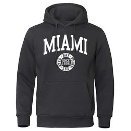 Miami Sinds 1896 Brief afdrukken Men Hoodie Hip Hop Warm Kleding Crewneck Fitness Sweatshirt Casual Crewneck Mens Sportswear HKD230725