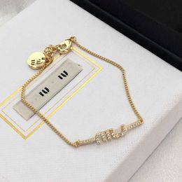 Miao – Bracelet en laiton plaqué or pour femmes, nouvelle lettre MIU de la famille Miao, à la mode, Style léger, sensation avancée, plein de diamants