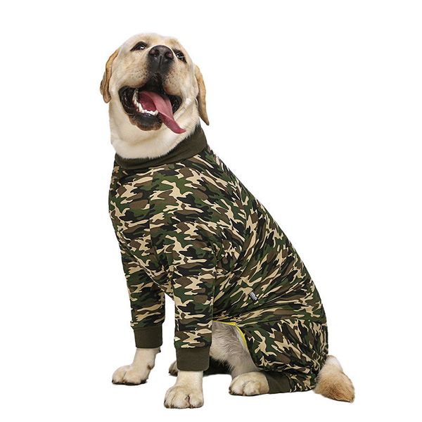 Miaododo Hundekleidung, Camouflage-Hunde-Pyjama, Overall, leichtes Hundekostüm, Onesies für mittelgroße und große Hunde, Mädchen/Junge, Hemd 201109