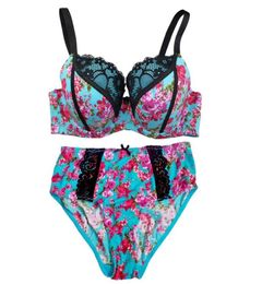 MiaoErSiDai Women039s Sexy Bh Set Push Up Beha Hoge Taille Panty Kant Bloemen Lingerie Plus Size Ondergoed 3040 CG1555652