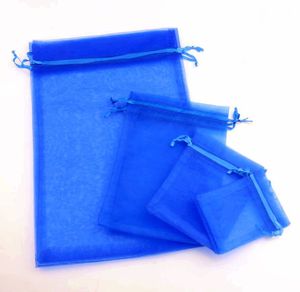 Koningsblauw Organza Sieraden Gift Pouches Pouch Tassen Voor trouwbedankjes 7x9cm 9x11CM 13x18CM kralen 100 stks/partij