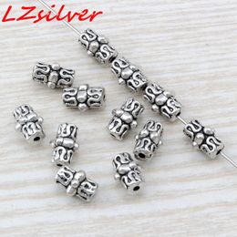 100 stks Antiek Zilver Legering Bali Stijl Spacer Kralen Voor Sieraden Maken Armband Ketting DIY Accessoires 7 X10mm D12