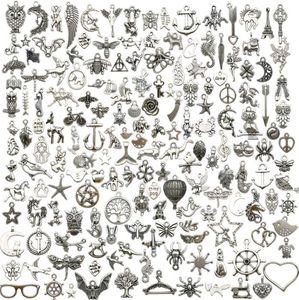MIC 100 pièces Antique argent en alliage de Zinc beaux pendentifs à breloques mixtes fabrication de bijoux à bricoler soi-même pour Bracelets collier boucles d'oreilles