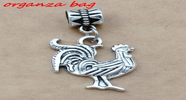 MIC 100 piezas cuelgan aleación de plata antigua de un solo lado lindo gallo encantos cuentas con orificio grandes aptos pulsera de encanto europeo joyería A105a3176236873578