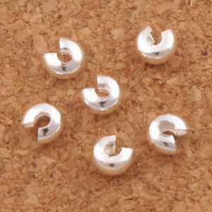 Verzilverde krimp Knot Covers Kralen Spacers 3mm L1750 1200 stks / partij Sieraden DIY Hot Sell Items