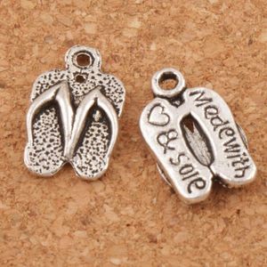 Flip Flops Fabriqué avec Love Spacer Charm Perles 300pcs / Lot Antique Argent Pendentifs Alliage Bijoux à la main DIY 12.6x9.4mm L401