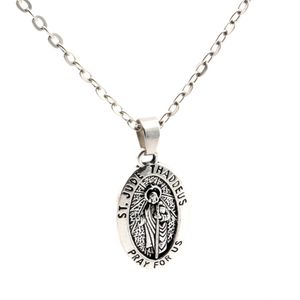 MIC 20 piezas Aleación de plata envejecida ST. COLLAR COLGANTE de clavícula con dijes religiosos de JUDE THADDEUS para hombres y mujeres, regalo de joyería c13
