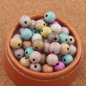 Cuentas sueltas mate redondas de polvo de estrellas de colores, 8mm, 800 unidades, plástico acrílico mezclado, joyería de moda LuciteL3042