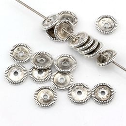 MIC 500 pièces alliage d'argent Antique jante ondulée rondelle plate entretoise perles 11mm bijoux à bricoler soi-même pour bracelet perlé D33