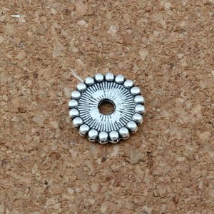 MIC 500pcs Argent Antique Dots Rim Rondelle Spacer Perles 11.5X11.5mm Bijoux DIY D32