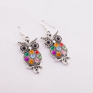 10 par / lote Owl Crystal 925 Silver Fish Hooks Pendientes Cuelga Chandelier Jewelry E1598 Artículos de venta caliente