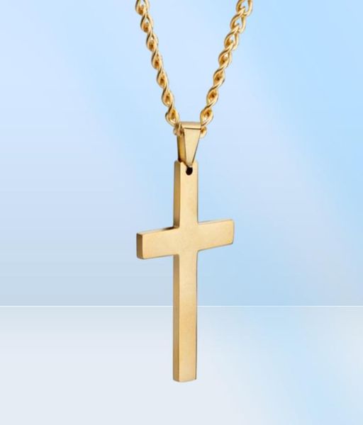 Mic Fashion Alloy Glossy Cross Charm Pendant Chain Chain Collier pour hommes Femmes 2224 pouces 4 couleurs 12pcs LOTS207F3778438