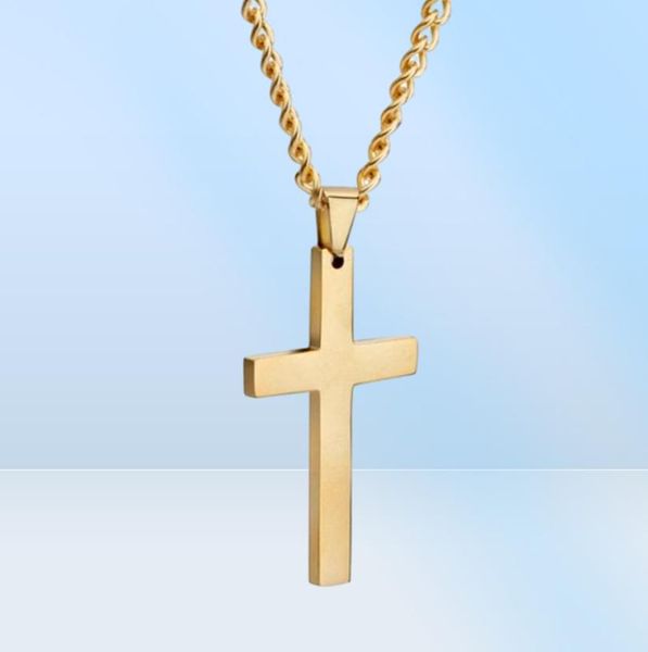 Mic Fashion Alloy Glossy Cross Charm Pendant Chain Chain Collier pour hommes Femmes 2224 pouces 4 couleurs 12pcs lots207f6104147