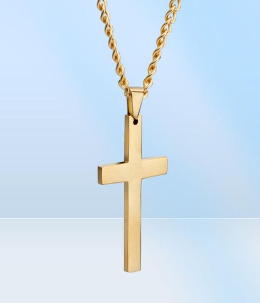 MIC mode alliage brillant croix pendentif à breloque chaîne collier pour hommes femmes 2224 pouces 4 couleurs 12 pièces lots207f7155367