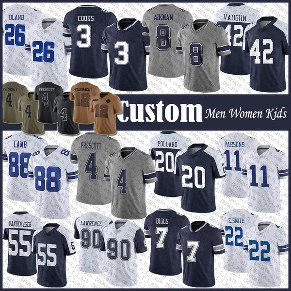 11 Micah Parsons 88 CeeDee Lamb Football Jersey 4 Dak Prescott 7 Trevon Diggs DaRon Bland Tony Pollard Deuce Vaughn Rico Dowdle Emmitt Smith Troy Aikman Roger Staubach