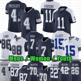 Micah Parsons Ceedee Lamb Football Jersey Dak Prescott Trevon Diggs Ezekiel Elliott DeMarcus Lawrence Emmitt Smith Jake Ferguson Tony Romo Daron Bland Tyler