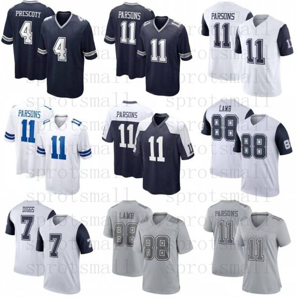 Micah Parsons Maillot de football personnalisé pour jeunes CeeDee Lamb Dak Prescott Tony Pollard Leighton Vander Esch Trevon Diggs Trey Lance Tyler Smith Chemise femme