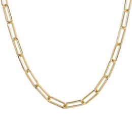 Micci Whole Women Jewelry Pvd 18K Gold plaqué rond Rectangle Paper Clip Paperclip Link Collier en acier inoxydable 3206689