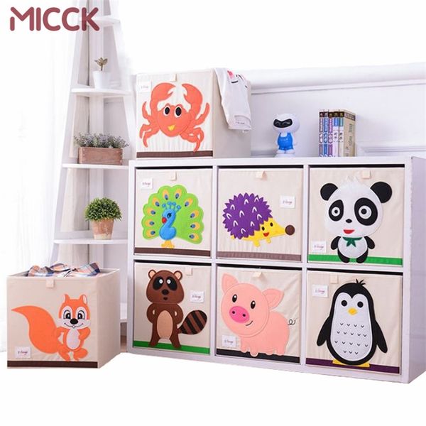 Micck broderie boîte de rangement dessin animé animal pliant grand panier à linge divers enfants vêtements jouets livre organisateur de stockage 210315