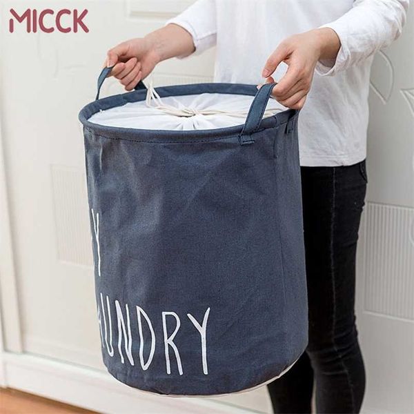 MICCK Home panier à linge pliable enfant jouet rangement sac à linge pour vêtements sales panier organisateur grand seau à linge 211112