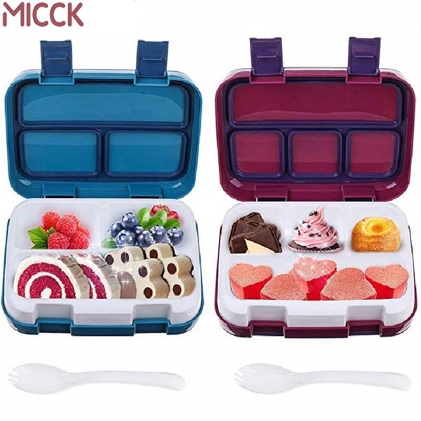 Micck Lunch Box pour enfants Fruits Conteneur de nourriture Micro-ondes Compartiment scolaire portable Leakproof Bento Box Enfants Cuisine Storag 201209